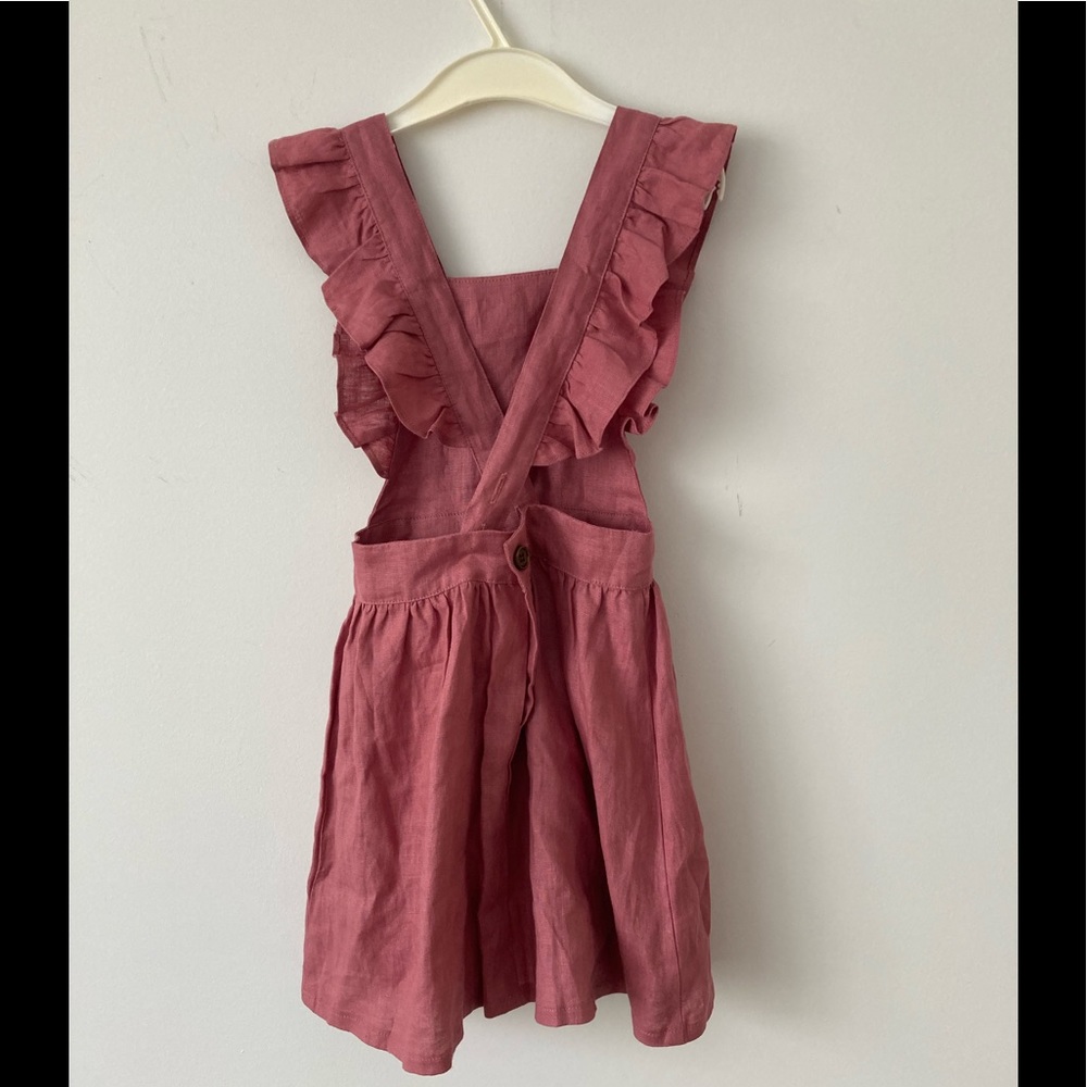 Girls linen pinafore dress - Picture 3 of 4